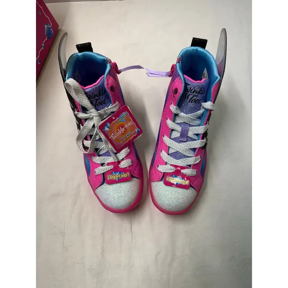 Skechers  Girls Light-Up Shoes Size 3 Pink Multicolor Glitter High Top NWT